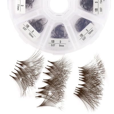 Volume Lash Extensions 10D Brown Premade Fans 500 PCS 0.07mm 9-16mm Mixed C/D Curl Short Stem Premade Volume Eyelash Extensions Pointed Base Fans by WENDY LASHES (500PCS-10D-0.07-C, 9-16mm MIXED)