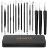 Pimple Popper Tool Kit, IUMAKEVP 15 PCS Professional Stainless Steel Blackhead Remover Comedone Extractor Tools for Removing Pimples, Blackheads, Zit on Face - Acne Removal Kit with Metal Case (Black) view 1