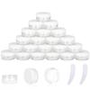 25PCS 3 Gram Sample Containers, 3ml Empty Jars with Lids, Small Cosmetic Containers, Mini Sample Jars with 2PCS Mini Spatulas for Make Up, Oils, Lotion, Powder, Paint, Jewelry, Lip Balms(White Lid) view 1