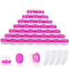 100PCS 10 Gram Sample Containers, 10ml Empty Jars with Lids, Small Cosmetic Containers, Mini Sample Jars with 8PCS Mini Spatulas for Make Up, Oils, Lotion, Powder, Paint, Jewelry, Lip Balms(Pink Lid) view 1