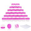 100PCS 5 Gram Sample Containers, 5ml Empty Jars with Lids, Small Cosmetic Containers, Mini Sample Jars with 8PCS Mini Spatulas for Make Up, Oils, Lotion, Powder, Paint, Jewelry, Lip Balms(Pink Lid) view 1