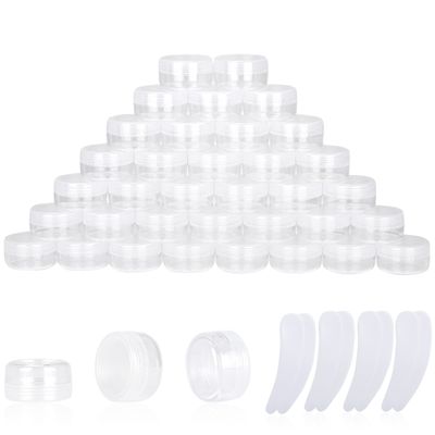 100PCS 10 Gram Sample Containers, 10ml Empty Jars with Lids, Small Cosmetic Containers, Mini Sample Jars with 8PCS Mini Spatulas for Make Up, Oils, Lotion, Powder, Paint, Jewelry, Lip Balms(Clear Lid)