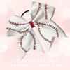 12 Pcs Softball Hair Bows,Glitter Leather Baseball Bows Softball Ponytail Holder Baseball Headband for Girls Cheerleader Team(White) view 2