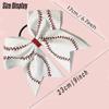 12 Pcs Softball Hair Bows,Glitter Leather Baseball Bows Softball Ponytail Holder Baseball Headband for Girls Cheerleader Team(White) view 4