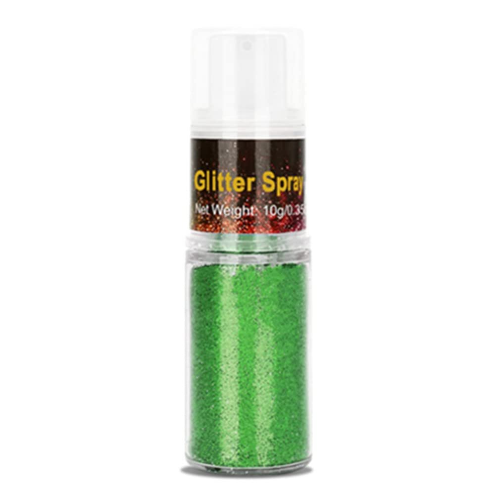 Go Ho Hair and Body Glitter Spray,Festival Glitter Dry Powder Makeup for Clothes,Green Glitter Spray Loose Sparkle Powder,Holographic Ultra Fine Glitter,St Patricks Day Accessories,10g