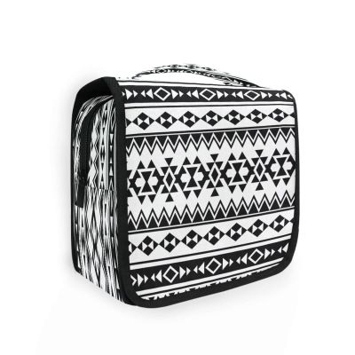 DJYQBFA Ethnic Aztec Strip Pattern Toiletry Bag Hanging Toiletry Bag Makeup Cosmetic Bag Travel Organizer Case for Women Men