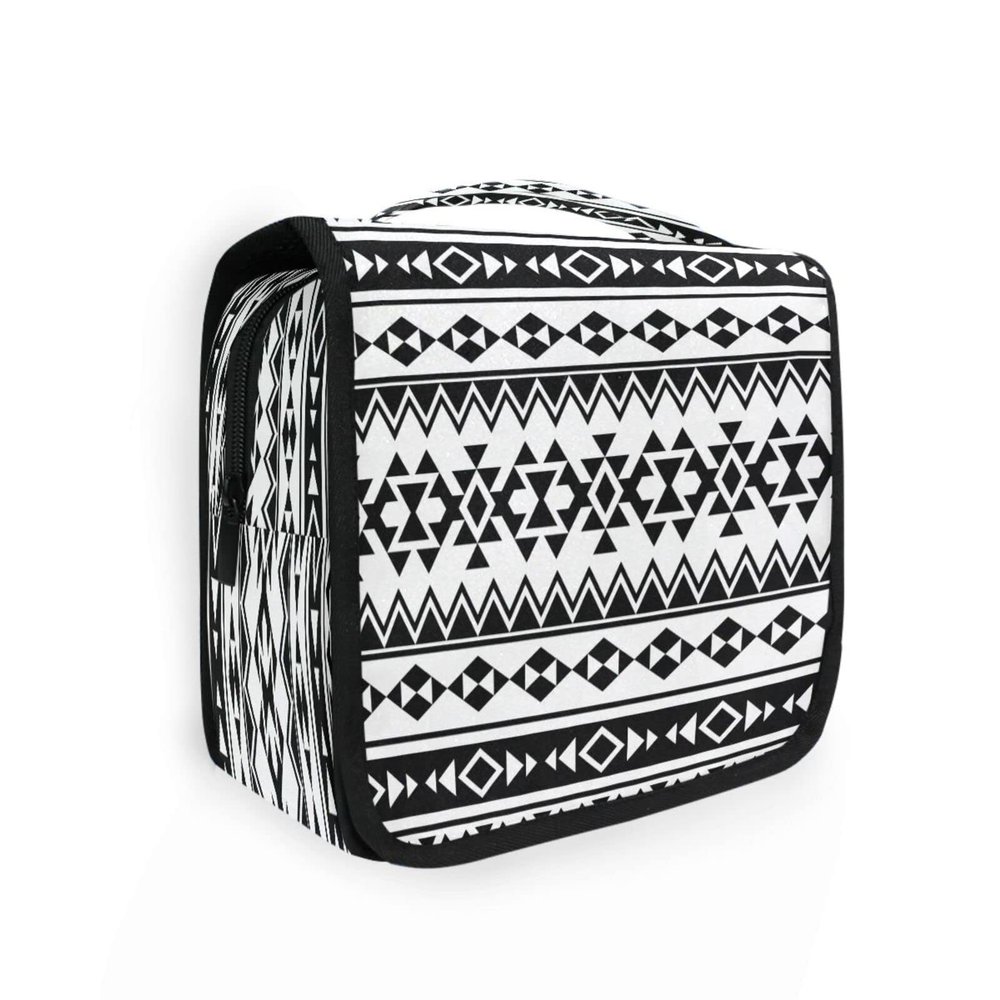 DJYQBFA Ethnic Aztec Strip Pattern Toiletry Bag Hanging Toiletry Bag Makeup Cosmetic Bag Travel Organizer Case for Women Men