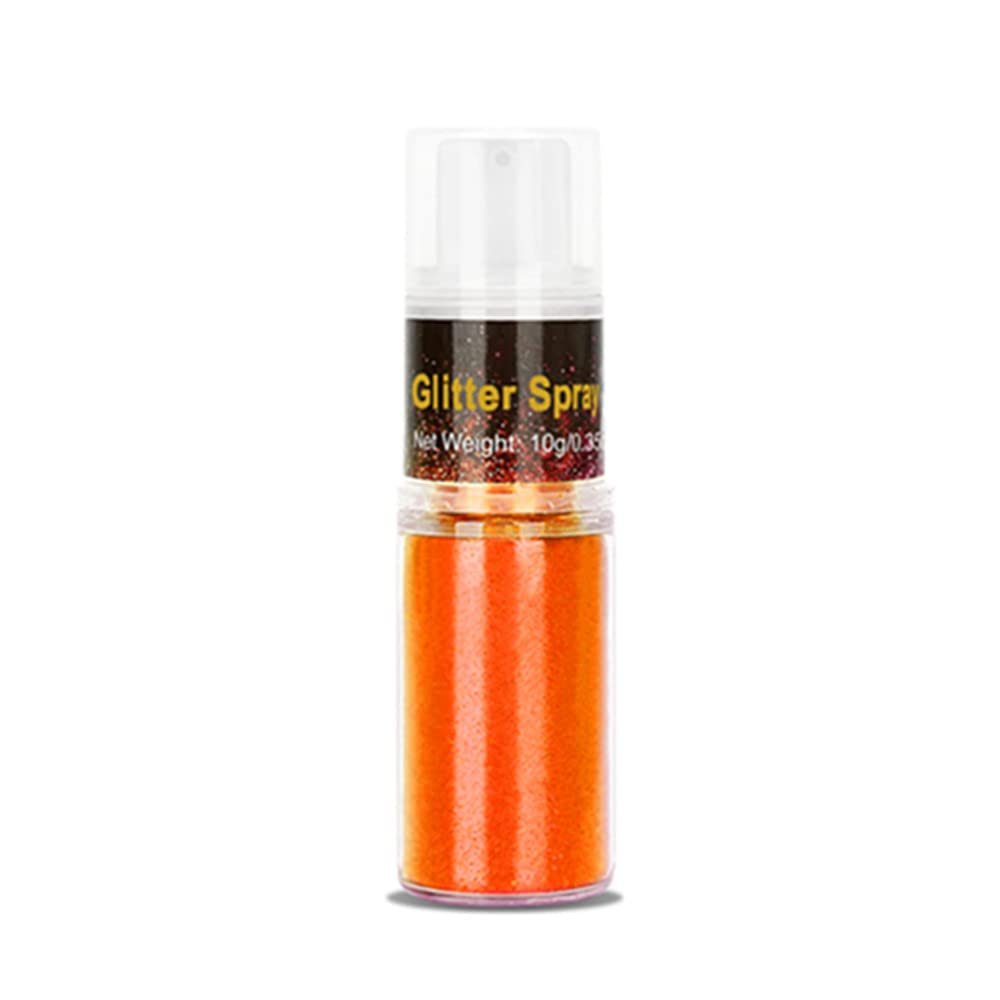 Go Ho UV Orange Hair and Body Glitter Spray, Festival UV Effect Glitter Powder Makeup for Hair/Body/Clothes,Dry Powder Spray Loose Sparkle Makeup,10g