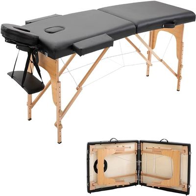 Massage Table, Portable Massage Bed Spa Bed Massage Therapy Table, 2 Fold Salon Bed 84 Inch Height Adjustable Professional Folding Salon Bed Face Cradle Bed Tattoo Bed (Black)