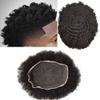 Afro Curl Toupee For Black Man Full Lace Weave Hair Units Swiss Lace Afro Wig For Black Men Real Human Hair Toupee African American Men Hair Systems US Stock.(4MM TIGHT CURL, 1# JET BLACK) view 1