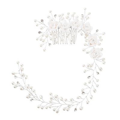 Uonlytech Wedding Hair Vine and Flowers Elegant Bridal Hair Comb Accessories for Women Handmade Headband for Wedding Party and Special Occasions