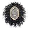 Afro Curl Toupee for Black Men Kinky Curly Human Hair Replacement Systems Durable Fine Mono Units Pelucas Para Hombre1# JET BLACK(6''x9'', 1# BLACK-20mm-wave110% light to medium density), 3.0 Fl Oz view 4