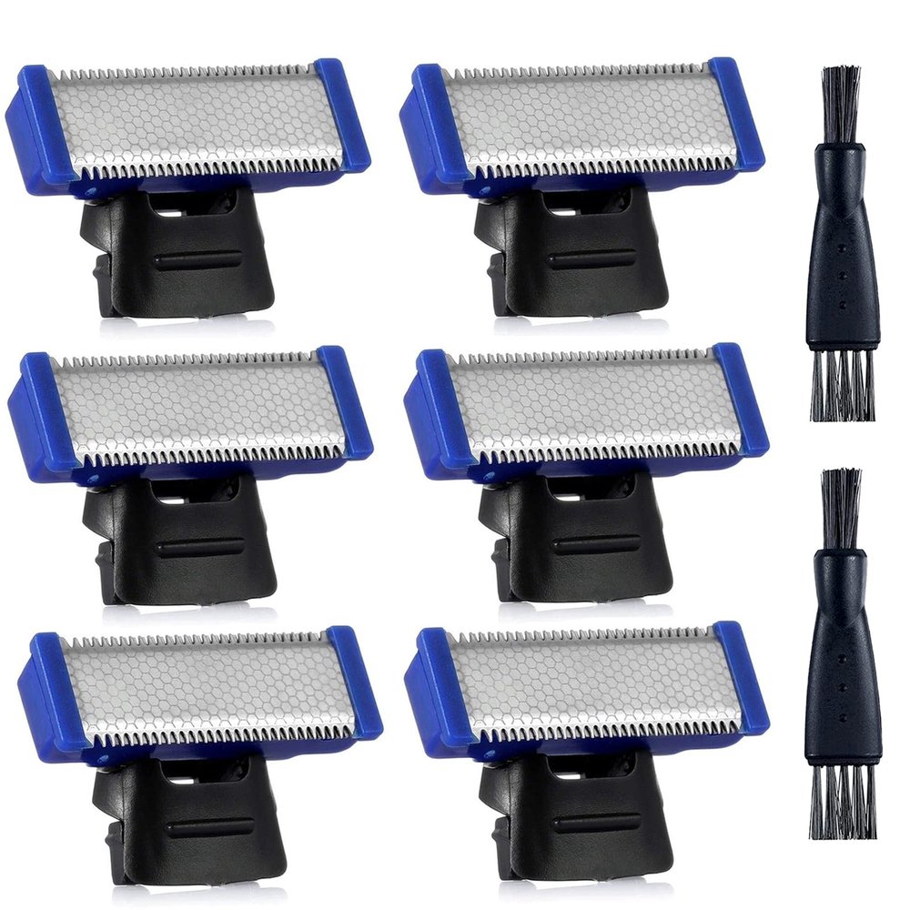6PCS Shaver Replacement Head Compatible with Micro Touches Solo Trimmer Replacement Blades Solo Razor Blades (6PCS+2 Brushes)