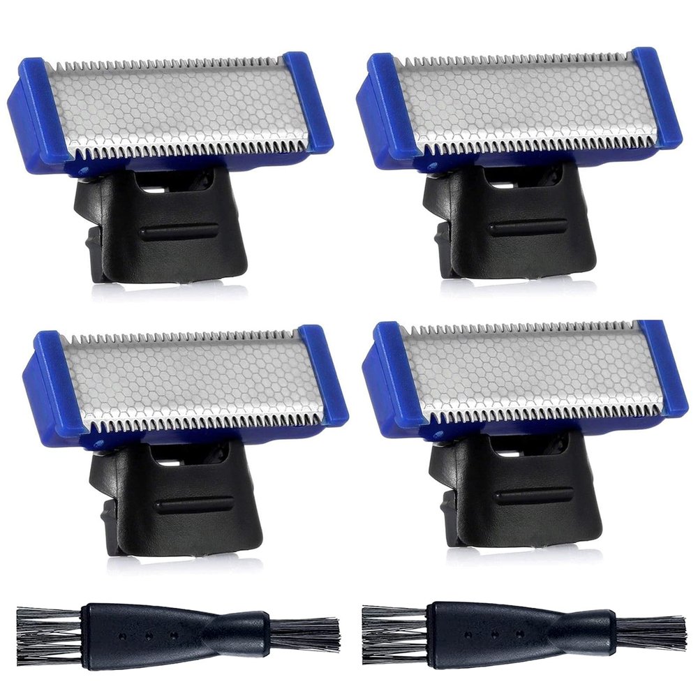 4PCS Shaver Replacement Head Compatible with Micro Touches Solo Trimmer Replacement Blades Solo Razor Blades (4PCS+2 Brushes)