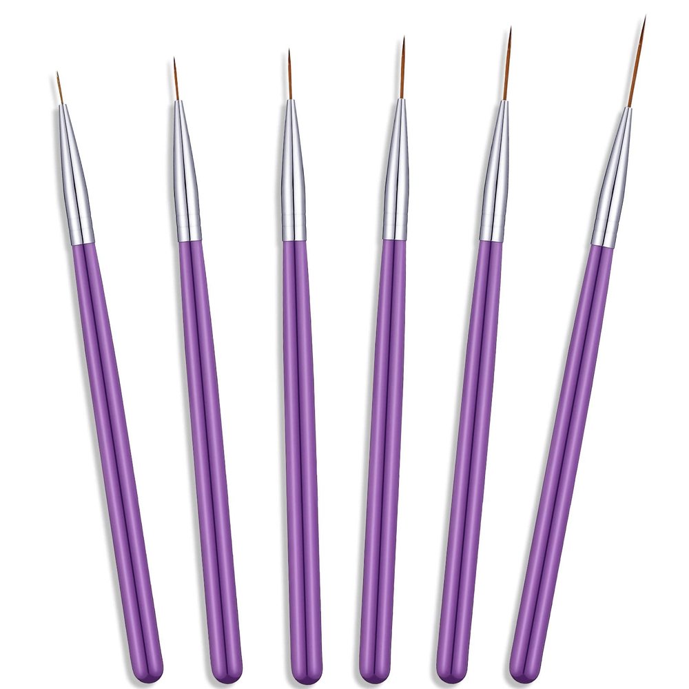Maitys 6 Pcs Eyeliner Brushes Fine Point Thin Eye Makeup Gel Eyeliner Brush Water Activated Graphic Cosmetic Liner Wands for Eyes Makeup Tools(Vivid Style)