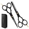 GMI-TWEEZERS-Hair Cutting Scissors for Professionals, and Home Use -Professional Barber Scissors-Hair Scissors for Men and Women-Thinning Shears for Hair Cutting Set-Pack of 2 (Black) view 1