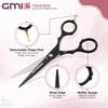 GMI-TWEEZERS-Hair Cutting Scissors for Professionals, and Home Use -Professional Barber Scissors-Hair Scissors for Men and Women-Thinning Shears for Hair Cutting Set-Pack of 2 (Black) view 2