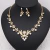 Aixiao Elegant Bridal Jewelry Set for Wedding Bride Bridesmaids Pearl Rhinestone Necklace Earrings Hair Side Comb Headpiece Accessories for Women (style B-gold) view 3