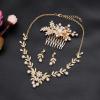 Aixiao Elegant Bridal Jewelry Set for Wedding Bride Bridesmaids Pearl Rhinestone Necklace Earrings Hair Side Comb Headpiece Accessories for Women (style B-gold) view 4