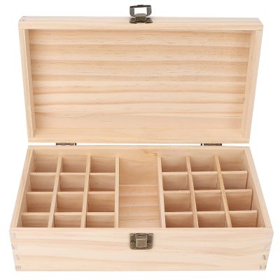 Essential Oil Wooden Box 24 Grids Essential Oil Storage Case Pine Wood Holder Organizer for Essential Oil Cosmetics Nail Polish Gift