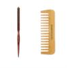 GranNaturals Boar Bristle Teasing Brush and Wide Tooth Long Wooden Comb view 1