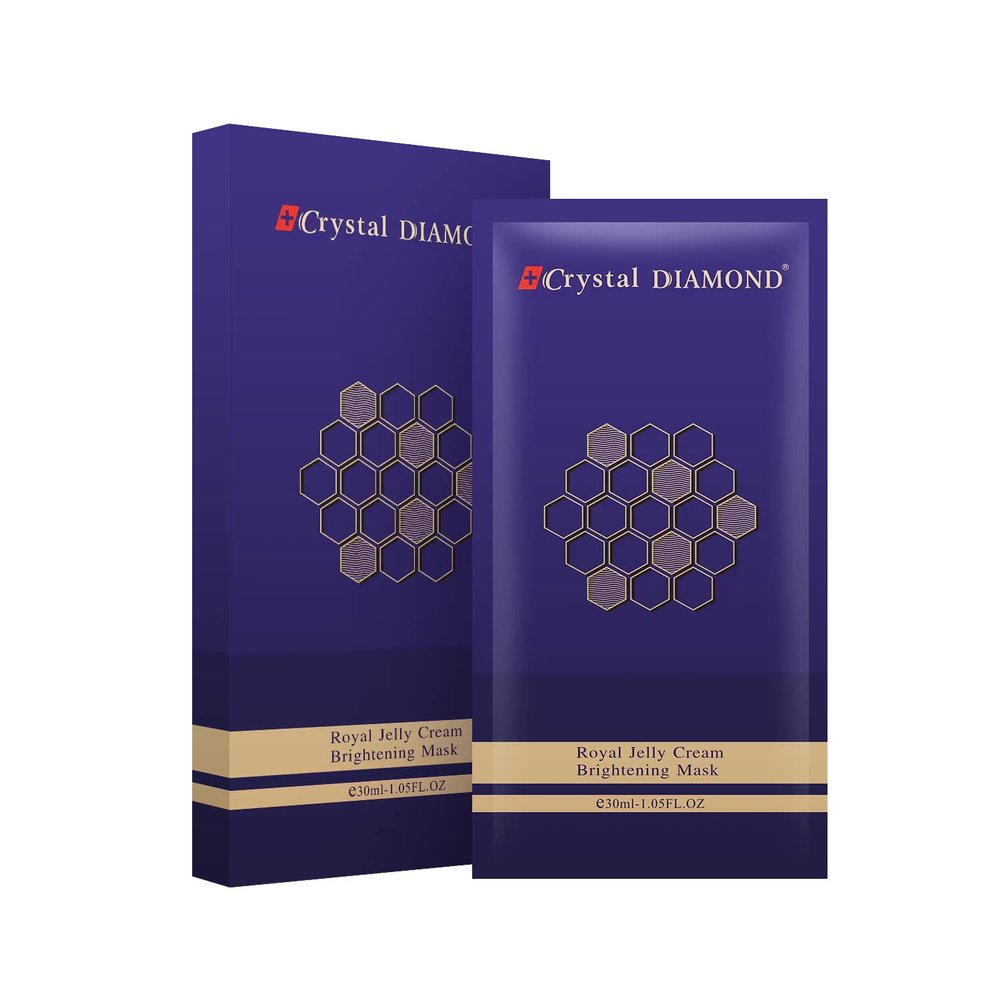 Crystal Diamond MASK - Supreme Royal Jelly Brightening Anti-aging Treatment, 5 sheets, acne skin, hydrating, moisturizing, whitening, AVENA SATIVA (OAT) PROTEIN EXTRACT, PROTEIN, mask(5pc)