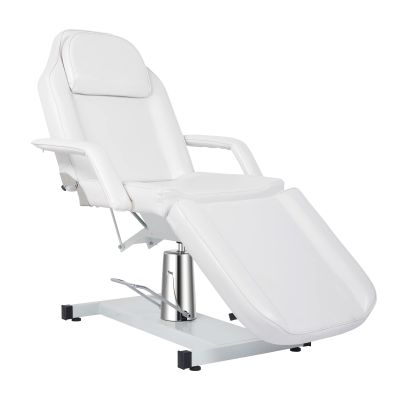 OmySalon Hydraulic Tattoo Chair Esthetician Bed, Multi-Purpose 3-Section Facial Bed Table, Adjustable Beauty Salon Spa Massage Beauty Equipment, White