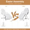 OmySalon Hydraulic Tattoo Chair Esthetician Bed, Multi-Purpose 3-Section Facial Bed Table, Adjustable Beauty Salon Spa Massage Beauty Equipment, White view 2