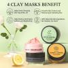 SHVYOG 4Pcs Face Mask Set - Turmeric Clay Mask, Vitamin C, Green Tea, Rose, Dead Sea Mud Mask, Skin Care Mask for Deep Cleansing, Refining Pores, Stocking Stuffers for Women, Gifts for Women- 240g view 3