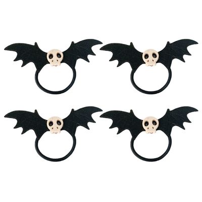 Beaupretty 4pcs Halloween Skeleton Bat Hair Scrunchies for Girls Elastic Hair Ties Gothic Design Comfortable and Bands for Daily Use and Special Occasions