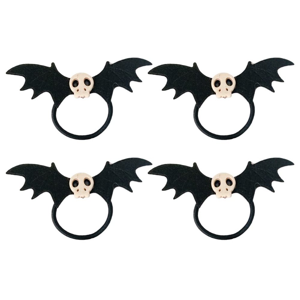 Beaupretty 4pcs Halloween Skeleton Bat Hair Scrunchies for Girls Elastic Hair Ties Gothic Design Comfortable and Bands for Daily Use and Special Occasions