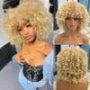 Airimori Blonde Afro Kinky Curly Wigs for Black Women Curly Short Wigs with Bangs Afro Wig Heat Resistant Synthetic for Daily Party 14 Inches view 1