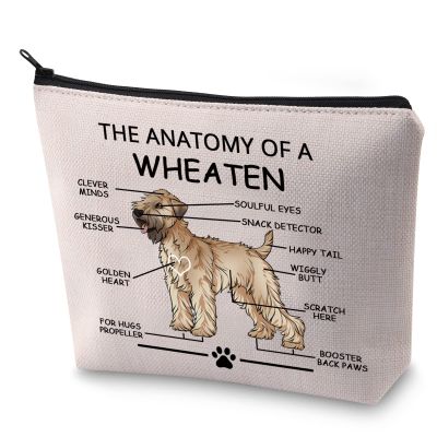 LEVLO Funny Terrier Dog Lovers Gifts The Anatomy of A Wheaten Clever Minds Cosmetic Bags Loyalty Veterinary Mom Travel Toiletry Bags (Wheaten)