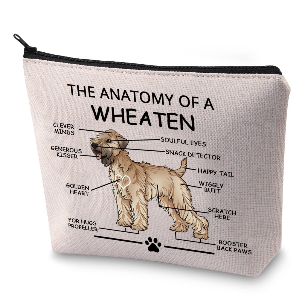 LEVLO Funny Terrier Dog Lovers Gifts The Anatomy of A Wheaten Clever Minds Cosmetic Bags Loyalty Veterinary Mom Travel Toiletry Bags (Wheaten)