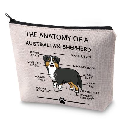 LEVLO Funny Australian Shepherd Lovers Gifts The Anatomy of A Australian Shepherd Cosmetic Bags Australian Shepherd Veterinary Mom Travel Toiletry Bags (Australian Shepherd)