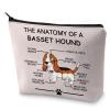 LEVLO Funny Dog Lovers Gifts The Anatomy of A Basset Hound Cosmetic Bags Veterinary Mom Travel Toiletry Bags (Basset Hound) view 1