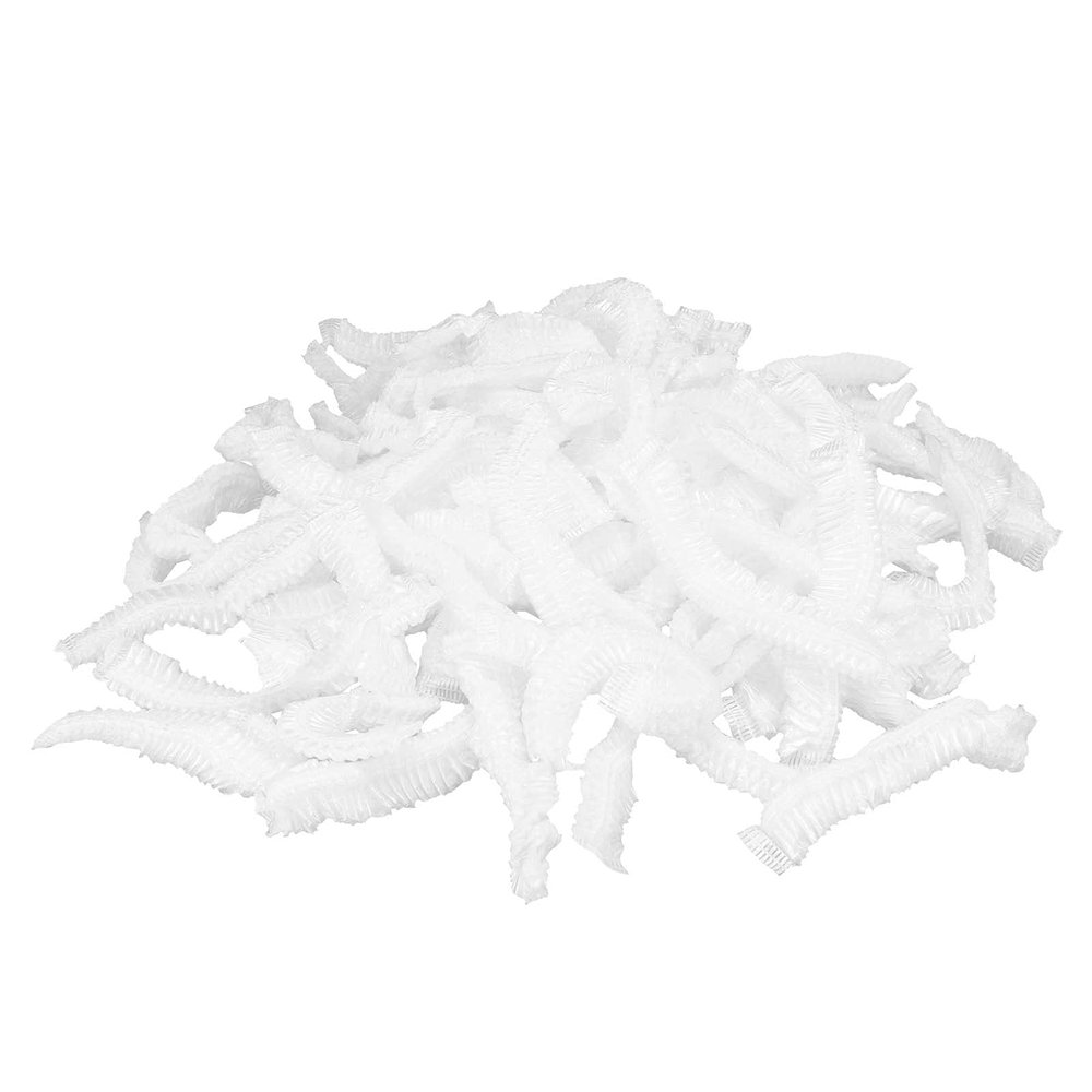 100Pcs Disposable Shower Hats, Multi Purpose Thickening Elastic Bath Hat Plastic Waterproof Clear Shower Hat Bath Shower Hats for Bathroom Hotel and Hair Salon Portable Travel