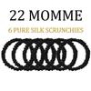 22 Momme 6PCS 100% Mulberry Silk Hair Ties Small Silk Scrunchies for Women Girls Curly Thick Thin Hair .Women's Black Cute Satin Sleepy Bulk Hair Tie Scrunchie Sleep view 3
