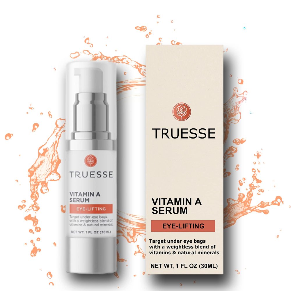 TRUESSE Ayurvedic Vitamin A Serum Natural Retinol for Firm Bright Skin - Reduces Under Eye Bags Hyaluronic Acid for Hydration