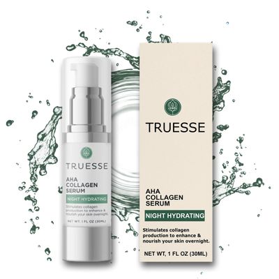 TRUESSE AHA Collagen Serum - Serum for Face - Collagen Peptide - Nighttime Moisturizer - Anti-Aging Serum - Overnight Facial Serum, 1 fl oz