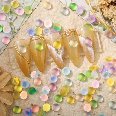 Dedyel Nail Art Pearls AB Color Flat Bottom Half Round Pearl 5mm Mermaid Bubble Beads Mixed Color Jelly Flat Bottom Pearls DIY Nail Art Decoration Materials (6 Colors)