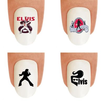 Nail Art Decals WaterSlide Sticker Transfers The King Hairdo Singer Character Nail Decals - Salon Quality DIY Manicure