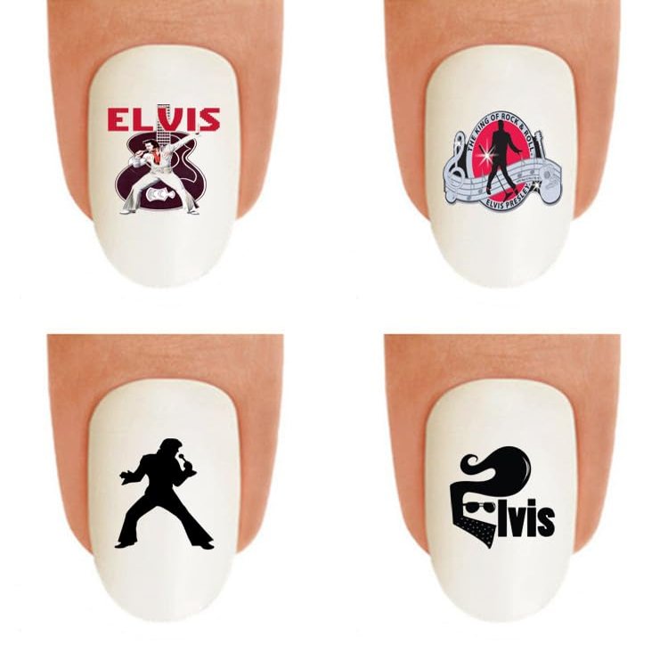 Nail Art Decals WaterSlide Sticker Transfers The King Hairdo Singer Character Nail Decals - Salon Quality DIY Manicure