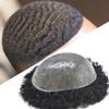 Afro Men's Toupee For Black Mens Weave Afro Human Hair Unit Kinky Curly Afro Toupee For Black Men Hair Pieces African American Durable Injection PU with Breathable Holes Man Weave (8''*10'', 1B# OFF BLACK 6MM-WAVE) view 1