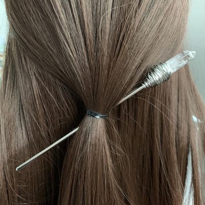 Accessories Raw Crystal Hairpin Hair Stick Vintage Gothic Pagan Wedding Bride Princess Gift (Color : 6)
