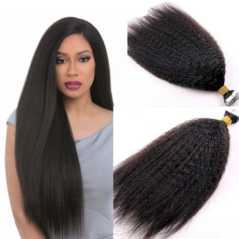 QIRUI Kinky Straight Tape in Hair Extension 100g/40pcs 100% Brazilian Remy Human Hair Extensions Seamless Skin Weft Tape In Extensions (30Inch Natural Color)
