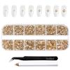 Beadsland Rhinestones for Makeup,8 Sizes 2500pcs Gold Flatback Rhinestones Eye Gems for Nails Crafts with Tweezers and Wax Pencil,Golden Shadow,SS4-SS30 view 1