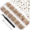 Beadsland Rhinestones for Makeup,8 Sizes 2500pcs Gold Flatback Rhinestones Eye Gems for Nails Crafts with Tweezers and Wax Pencil,Golden Shadow,SS4-SS30 view 2