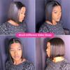 Straight Short Bob Wig Lace Closure Human Hair Wigs For Women Remy 4X4 Blunt Cut Short Bob Wig Can By Dyed And Curl 4X4 Bob 180 Density 8inch view 4