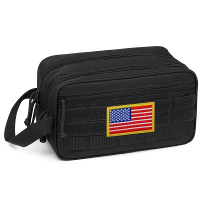 TACTICISM Toiletry Bag for Men - Dry Wet Separate Travel Toiletry Bag, Tactical Molle Dopp Kit for Men with Water-Resistant Shaving Bag for Adult Women for Travel, Black
